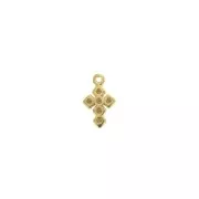 Mini dije cruz de zamac 10x6 mm - Dorado con oro fino x1