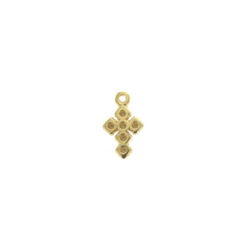 Mini dije cruz de zamac 10x6 mm - Dorado con oro fino x1