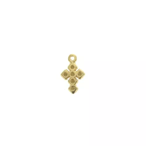 Mini dije cruz de zamac 10x6 mm - Dorado con oro fino x1