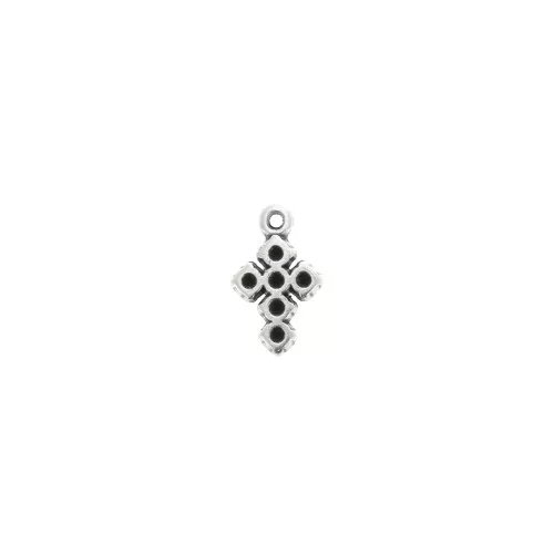 Mini dije cruz de zamac 10x6 mm - Chapado Plateado envejecido x1