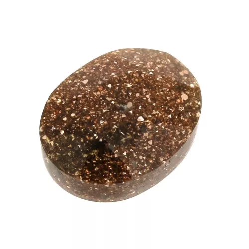 Cabuchón ovalado facetado 8x6 mm Gold Stone - Piedra del Sol x1