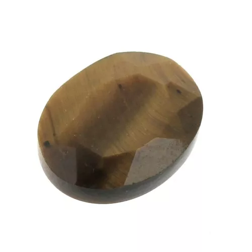 Cabuchón ovalado facetado 8x6 mm Ojo de tigre x1