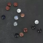 Cabochón redondo facetado 6 mm Gold Stone - Pierre de soleil x1