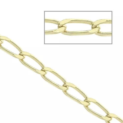 Cadena eslabón Caballo espejo 4 caras 2.7 mm - Chapado de Oro 3 micras x50 cm