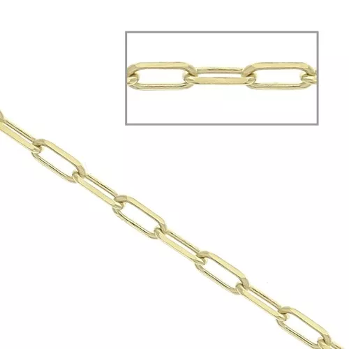 Cadena eslabón rectangular 1.85 mm Chapado de Oro 3 micras x50cm