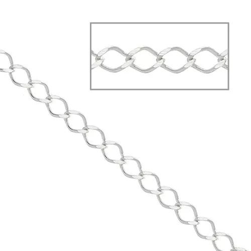Cadena eslabón rombo lapidada 2.3 mm de Plata 925 x50cm
