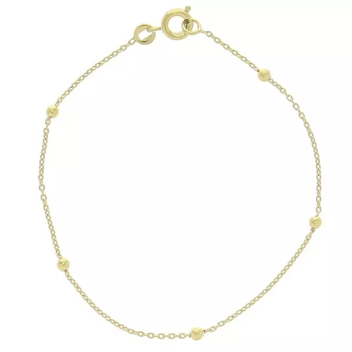 Pulsera eslabón forçat alternado bolas 2.5 mm (1x3) Chapado de Oro 3 micras x18cm