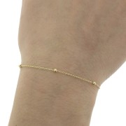 Pulsera eslabón forçat alternado bolas 2.5 mm (1x3) Chapado de Oro 3 micras x18cm