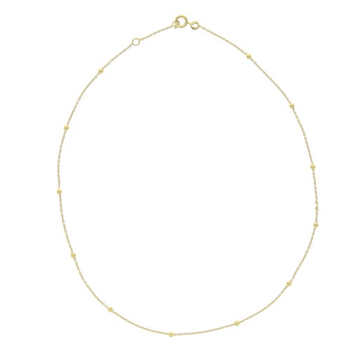 Gargantilla eslabón forçat alternado bolas 2.5 mm (1x3) Chapado de Oro 3micrx42 cm