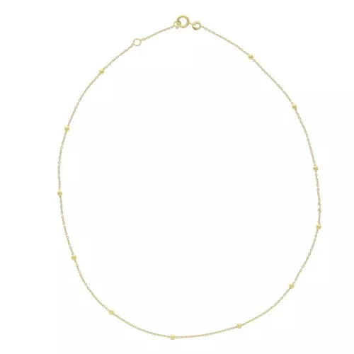 Gargantilla eslabón forçat alternado bolas 2.5 mm (1x3) Chapado de Oro 3micrx42 cm