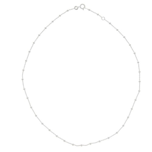 Collar gargantilla eslabón forçat alternado bolas 2.5 mm (1x1) Plateado 925 x42 cm