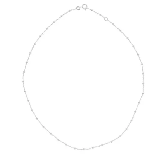Collar gargantilla eslabón forçat alternado bolas 2.5 mm (1x1) Plateado 925 x42 cm