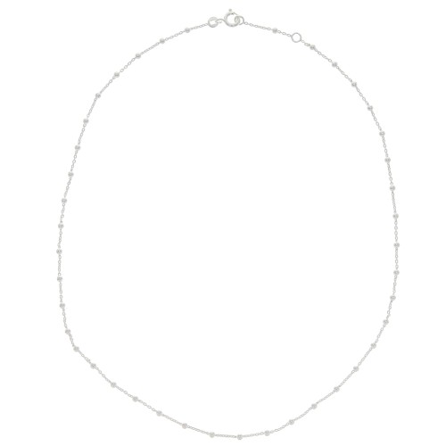 Collar gargantilla eslabón forçat alternado bolas 2.5 mm (1x1) Plateado 925 x45 cm