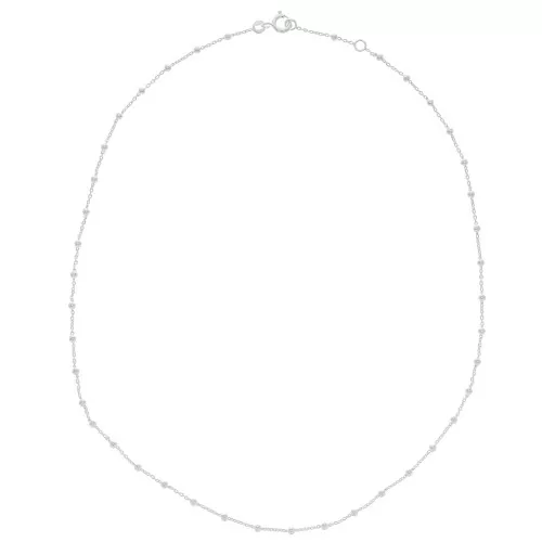 Collar gargantilla eslabón forçat alternado bolas 2.5 mm (1x1) Plateado 925 x45 cm