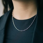 Collar gargantilla eslabón forçat alternado bolas 2.5 mm (1x1) Plateado 925 x45 cm