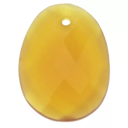 Colgante facetado ovalado 20x15 mm gema natural Calcedoine Jaune x1