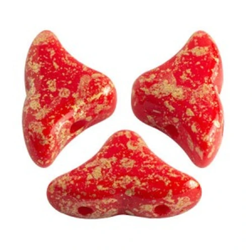 Cuentas de cristal Hélios® de Puca® 6x10 mm Red Coral Gold Splash x10g