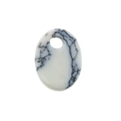 Dije ovalado 8x6 mm de piedra gema - Howlite x1