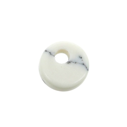 Dije redondo 6 mm de piedra gema - Howlite x1