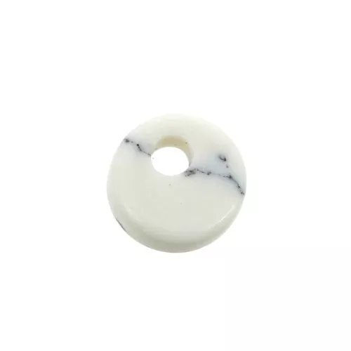 Dije redondo 6 mm de piedra gema - Howlite x1