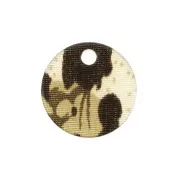 Dije redondo de plexiglás 15 mm estampado leopardo - Marrón - Beige x1