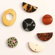 Dije redondo de plexiglás 19 mm estampado madera - Marrón x1