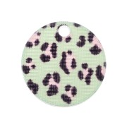 Dije redondo de plexiglás 19 mm estampado leopardo - Verde - Rosa x1|raw }}