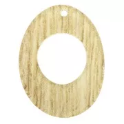Colgante ovalado calado en plexiglás 25x19 mm estampado madera - Beige x1