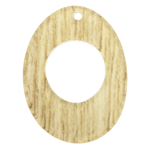 Colgante ovalado calado en plexiglás 25x19 mm estampado madera - Beige x1