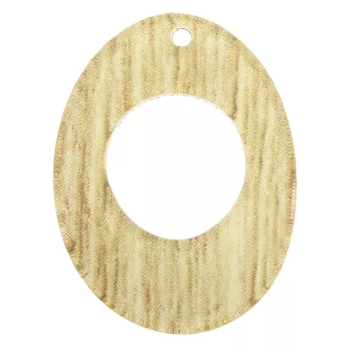 Colgante ovalado calado en plexiglás 25x19 mm estampado madera - Beige x1