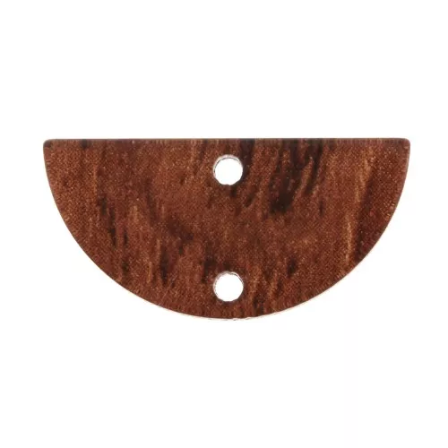 Entrepieza media luna 23x11mm 2 agujeros estampado madera - Marrón x1