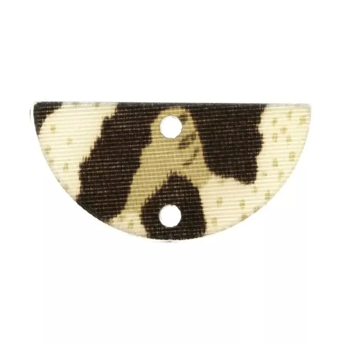 Entrepieza media luna 23x11mm 2 agujeros estampado leopardo - Marrón - Beige x1