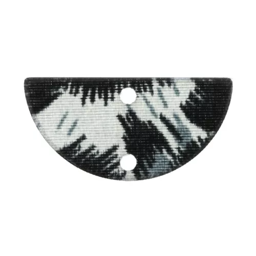 Entrepieza media luna 23x11mm 2 agujeros estampado leopardo - Negro - Azul - Gris x1