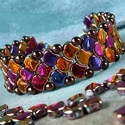 Cuentas de cristal Ginko Duo 2 agujeros 7.5x7.5 mm Bondeli Matt Purple x10g