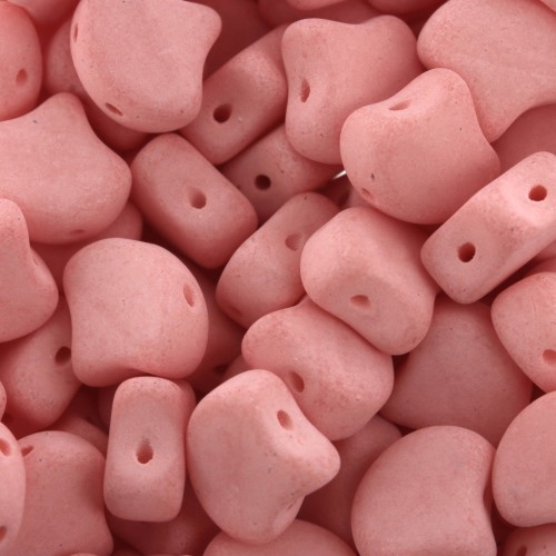 Cuentas de cristal Ginko Duo 2 agujeros 7.5x7.5 mm Bondeli Matt Coral x10g