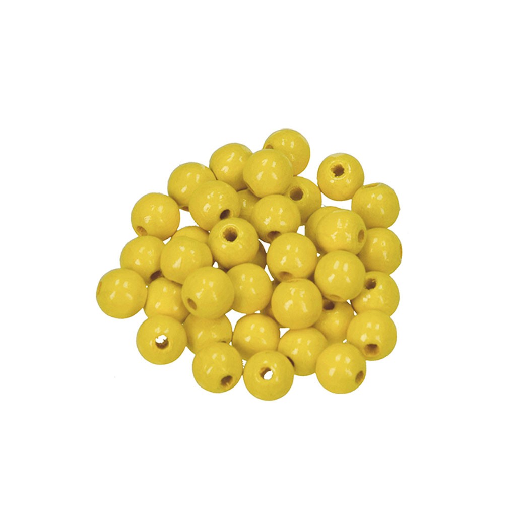 Redondas de madera 8 mm Amarillo x80 - Perles & Co