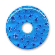 Donuts Millefiori 30 mm Aguamarina Flores Azul|raw }}