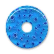 Donuts Millefiori 30 mm Aguamarina Flores Azul
