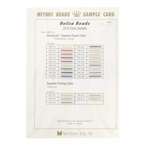 Carta de colores Miyuki Delica 11/0 - Sample Card (n°1012) - Duracoat Opaque Dyed