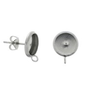 Pendientes para cabuchón fondo plano 8 mm 1 anilla Acero Inox x2|raw }}