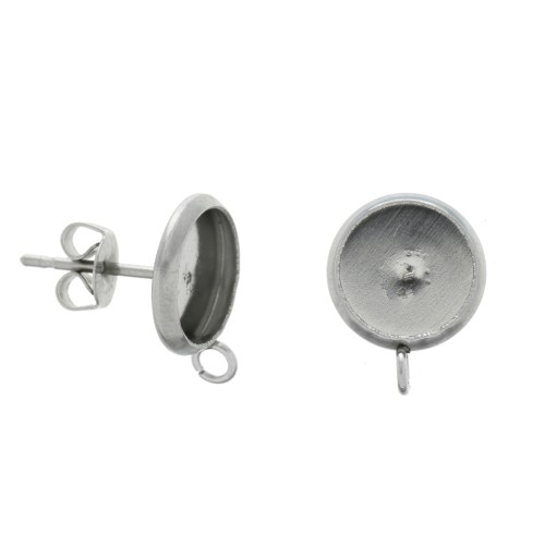 Pendientes para cabuchón fondo plano 8 mm 1 anilla Acero Inox x2