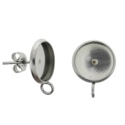 Pendientes para cabuchón fondo plano 10 mm y anilla Acero Inox x2|raw }}