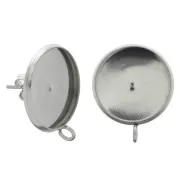Pendientes para cabuchón fondo plano 16 mm 1 anilla Acero Inox x2