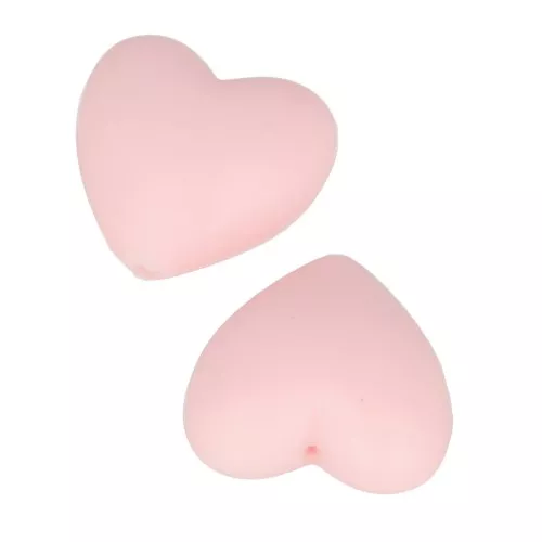 Cuentas de silicona forma corazón 19x20 mm para portachupete Rosa Layette x2