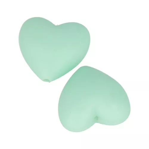 Cuentas de silicona forma corazón 19x20 mm para portachupete - Mint x2
