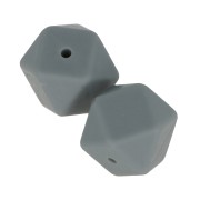 Cuentas hexagonalas de silicono 17 mm para portachupete - Gris oscuro x2