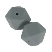 Cuentas hexagonalas de silicono 17 mm para portachupete - Gris oscuro x2