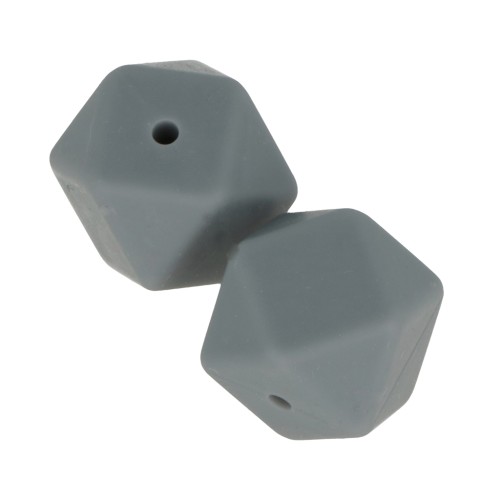 Cuentas hexagonalas de silicono 17 mm para portachupete - Gris oscuro x2