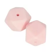 Cuentas hexagonalas de silicono 17 mm para portachupete - Rosa Layette x2