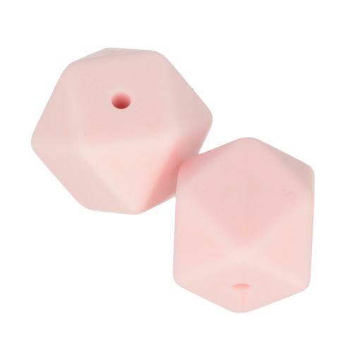 Cuentas hexagonalas de silicono 17 mm para portachupete - Rosa Layette x2